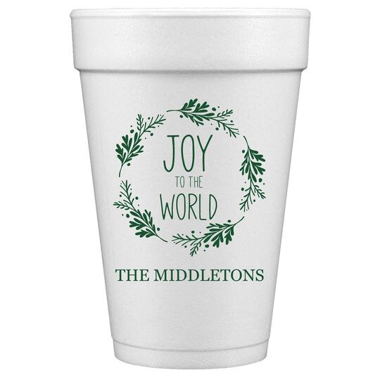 Joy to the World Wreath Styrofoam Cups
